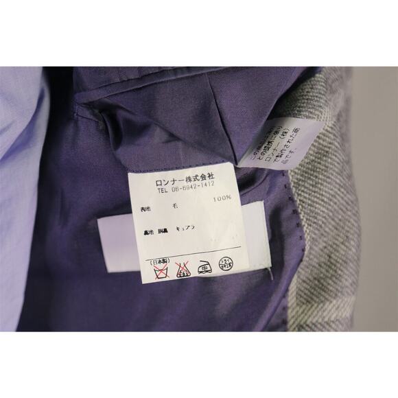 Richard James Gray/White Windowpane 3-Btn Wool Overcoat Coat 38R - Picture 10 of 11